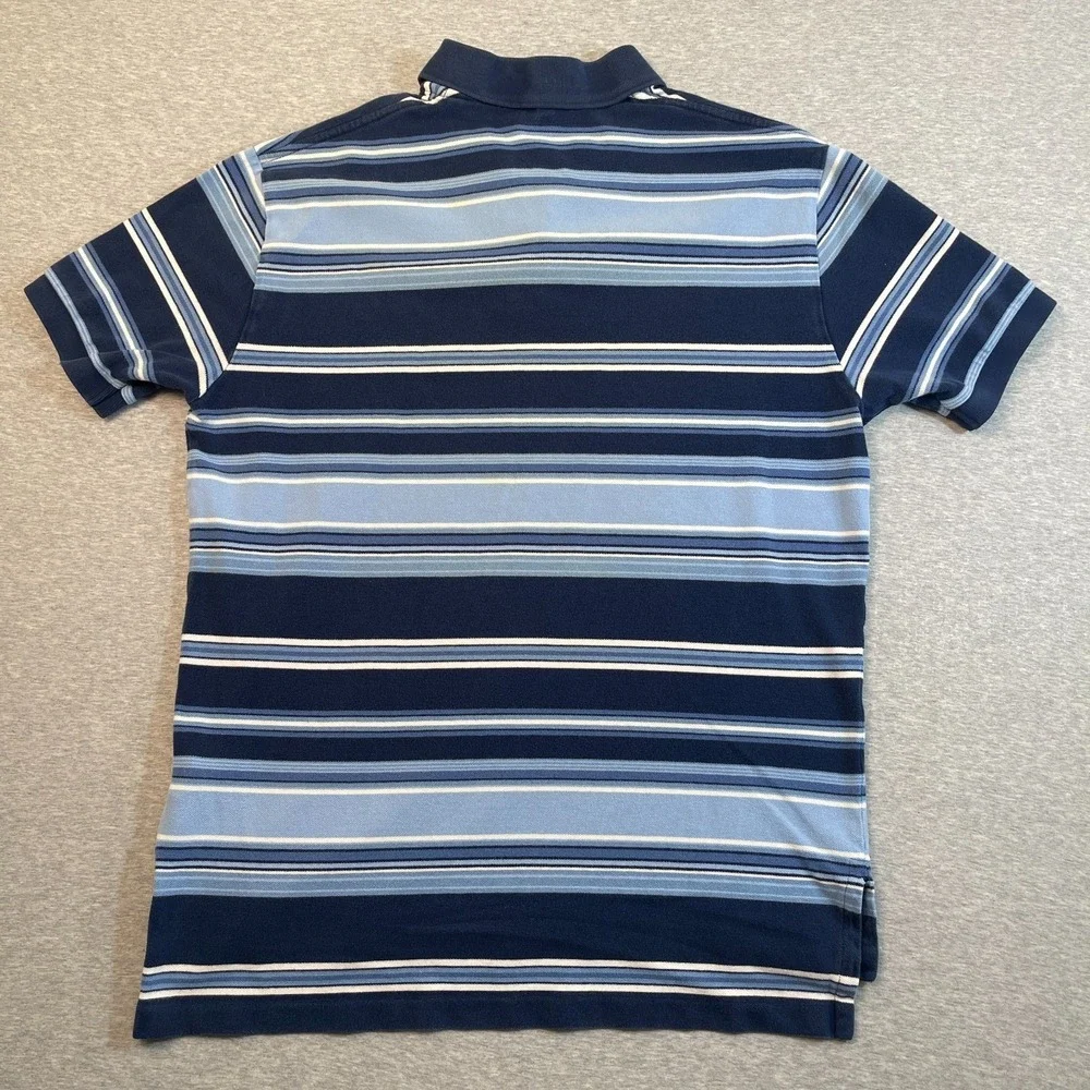 Polo Ralph Lauren Shirt Mens Large L Navy Stripe Pique Yellow Pony Polo Flaw